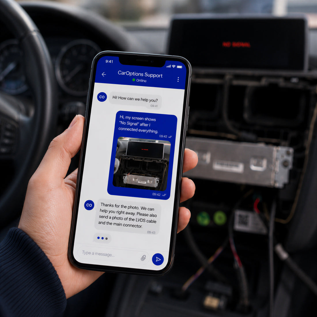 CarOptions installationssupport via smartphone